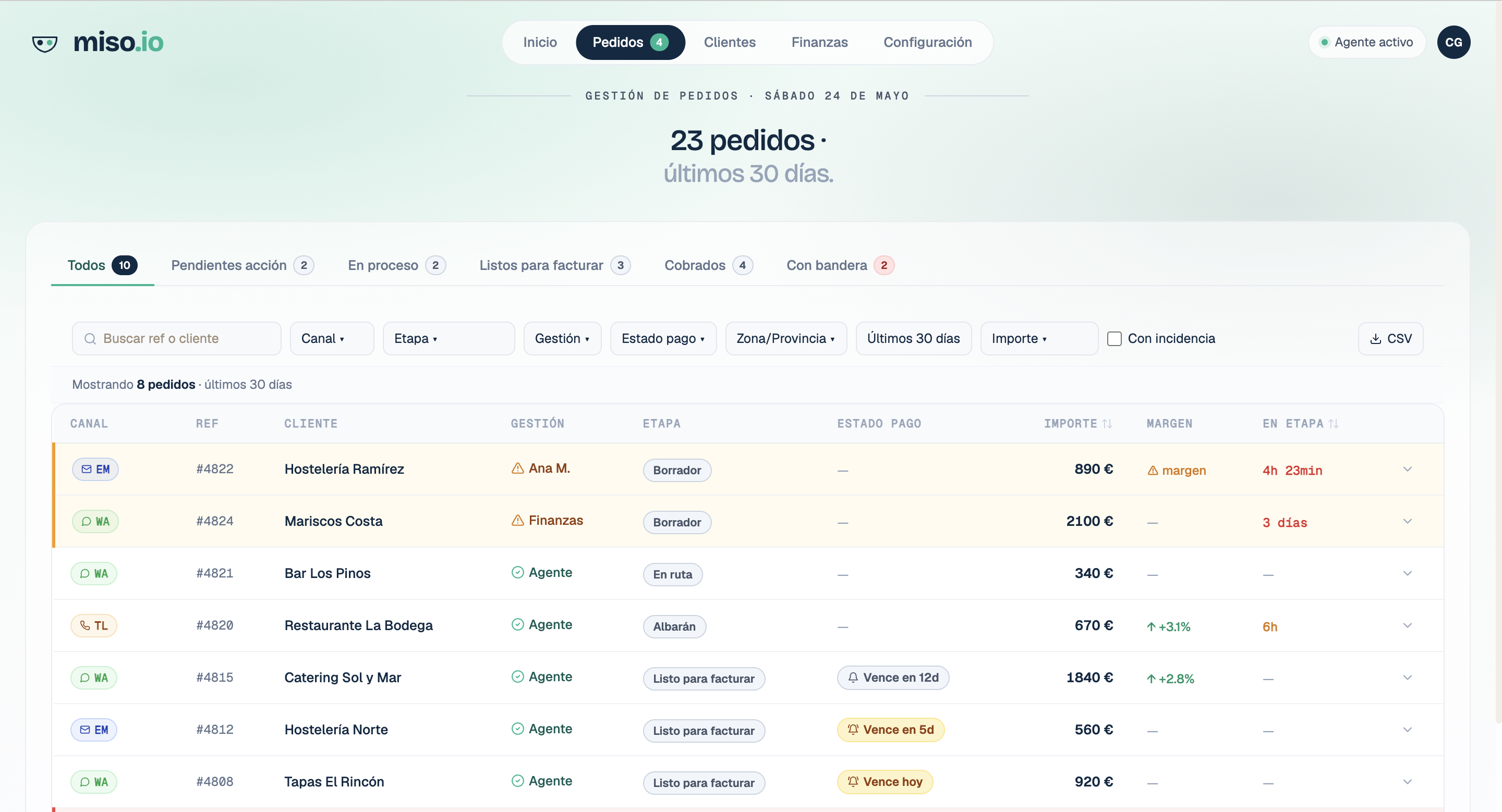 miso Orders View: Order Management
